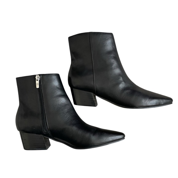 Marc Fisher Tammea Pointed Toe Leather Ankle Boots Women’s Size 7 Low Block Heel - Picture 5 of 8